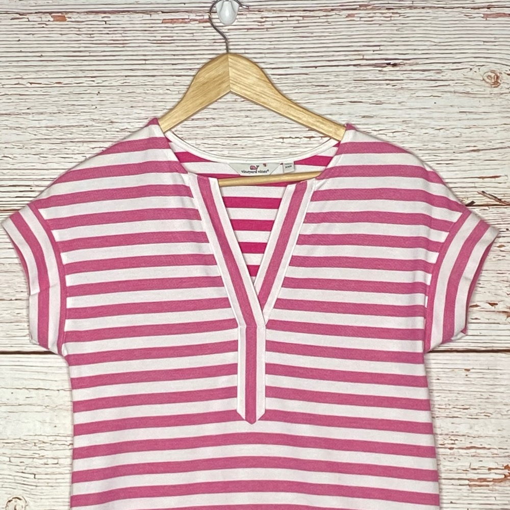 Vineyard Vines Knit Stripe Swing Dress In Pink and White Sz XXS - Picture 5 of 15